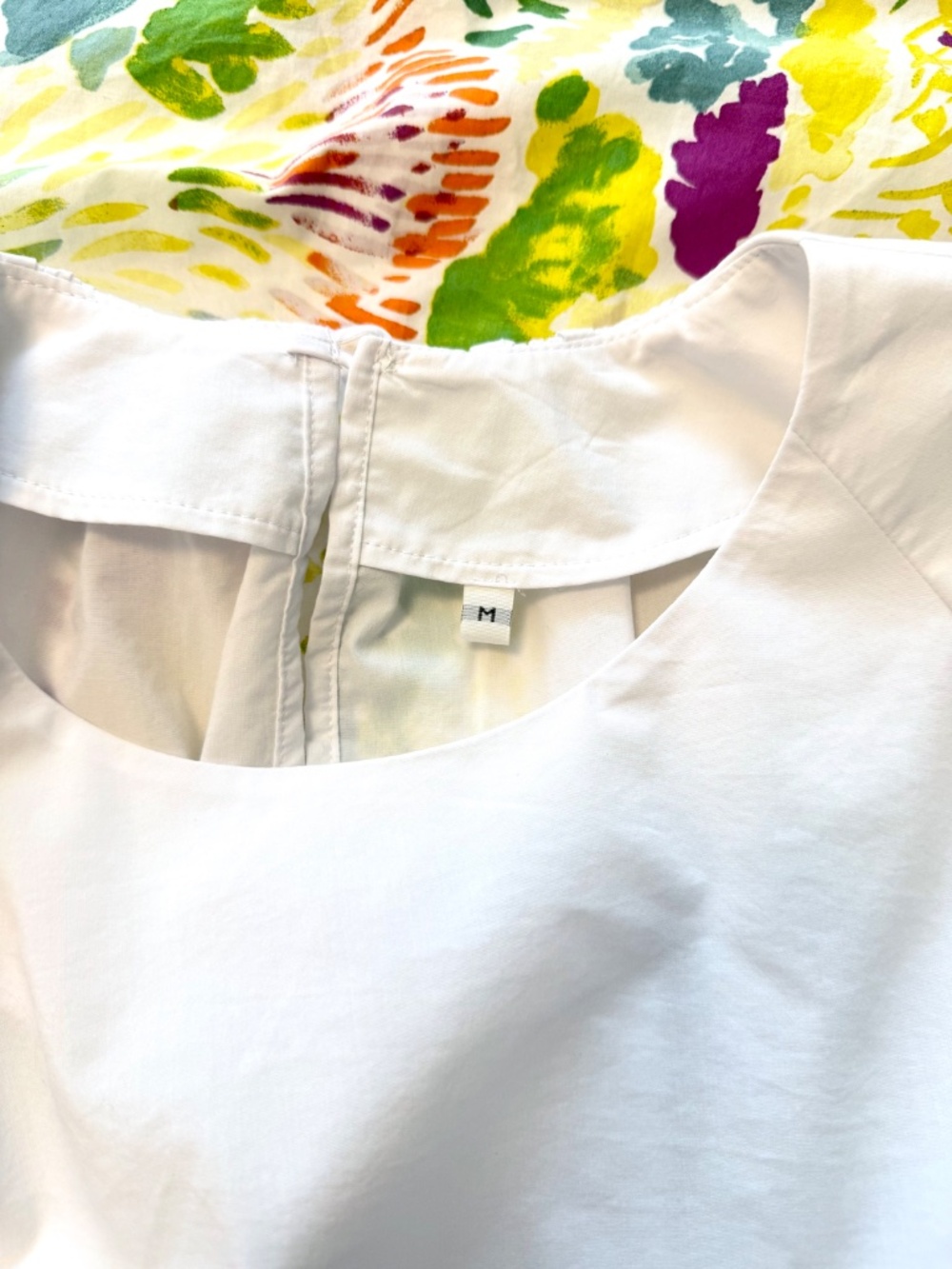 Muji Women’s M Quick Dry Puff Sleeve Half Sleeve White Cotton Blouse - Picture 10 of 12